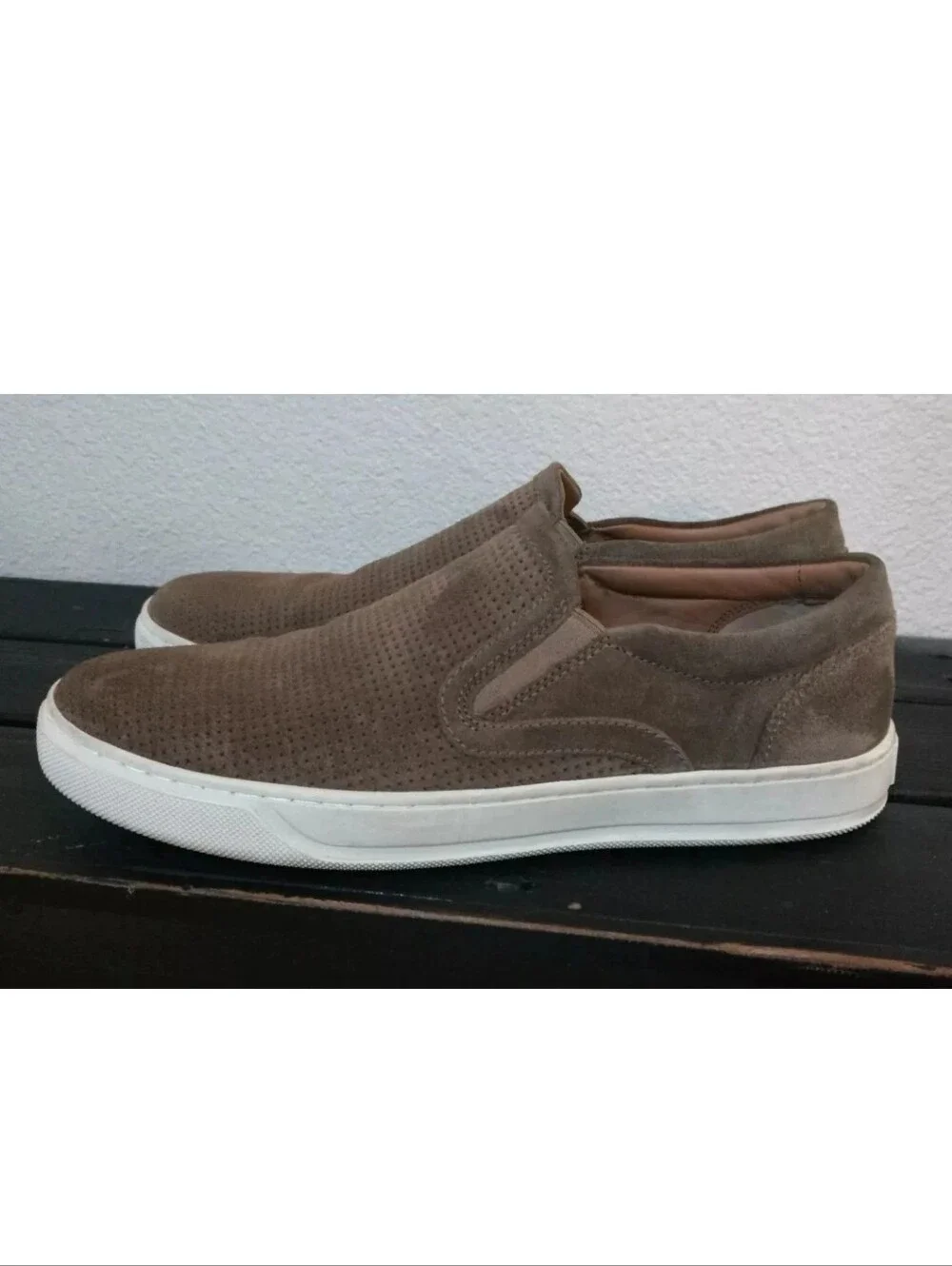 Vince Ace Perforated Suede Slip On Sneakers